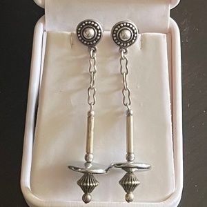 Fall in Love with Wonderful Drop Earrings Post Backs in Silver tone.